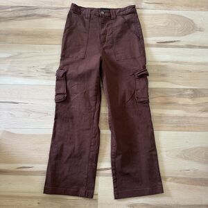 Fashion Nova Brown Utility‎ Cargo Pants High Rise Straight Leg Womens Size 11